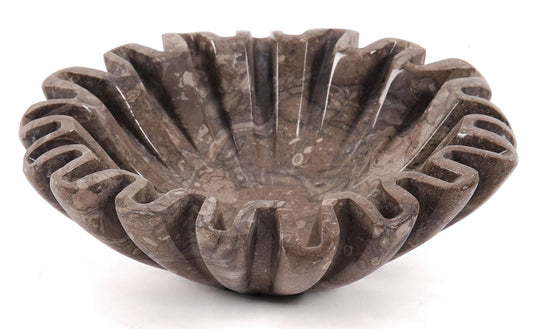 SPESHSTONES Marble Scalloped Bowl 6 Inch Handmade Stone Ruffle Bowl, Small Bowls for Table Centerpieces & Housewarming Gifts, Modern Ring Dish, Fruit & Key Bowl for Entry Table, Fluted Bowl