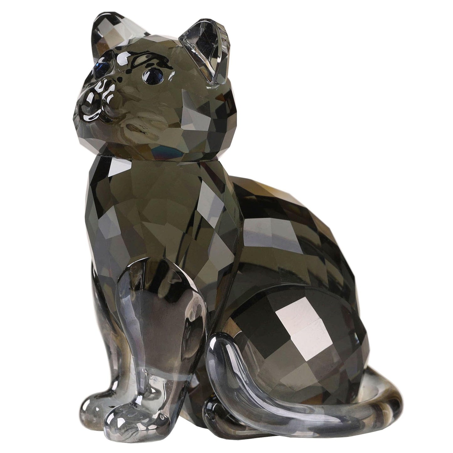 DOJOZ Crystal Cat Realistic Animal Kitten Art Figurine Collection Table top Ornament Statue Home Decor (Black)