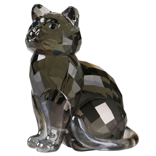 DOJOZ Crystal Cat Realistic Animal Kitten Art Figurine Collection Table top Ornament Statue Home Decor (Black)