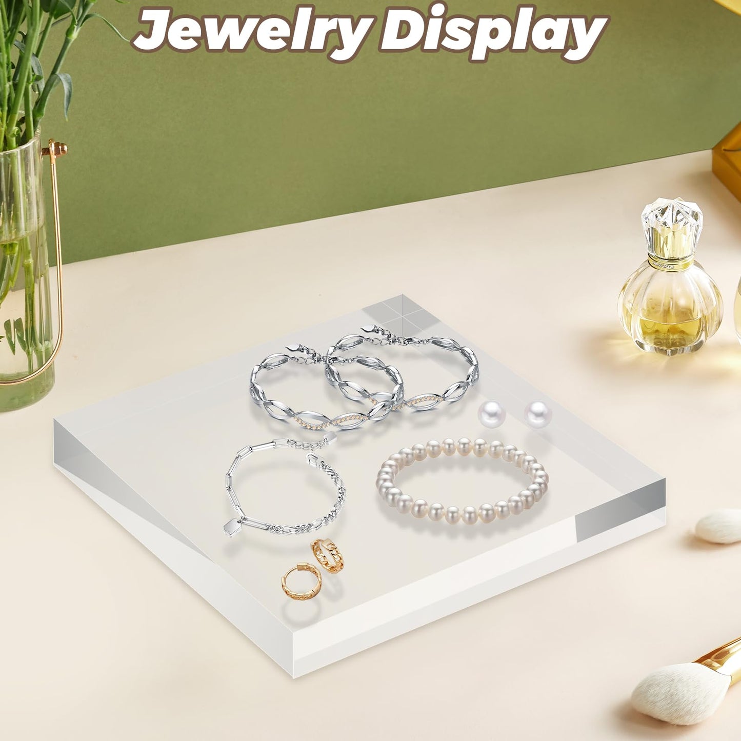 LDHHYH 1 Pack 8 x 8 x 1 Inch Acrylic Block for Display, Acrylic Base Stand, Clear Polished Acrylics Cube, Trophy Base Jewelry Display Stand Pedestal Stand for Collectibles Jewelry Props Plant Display
