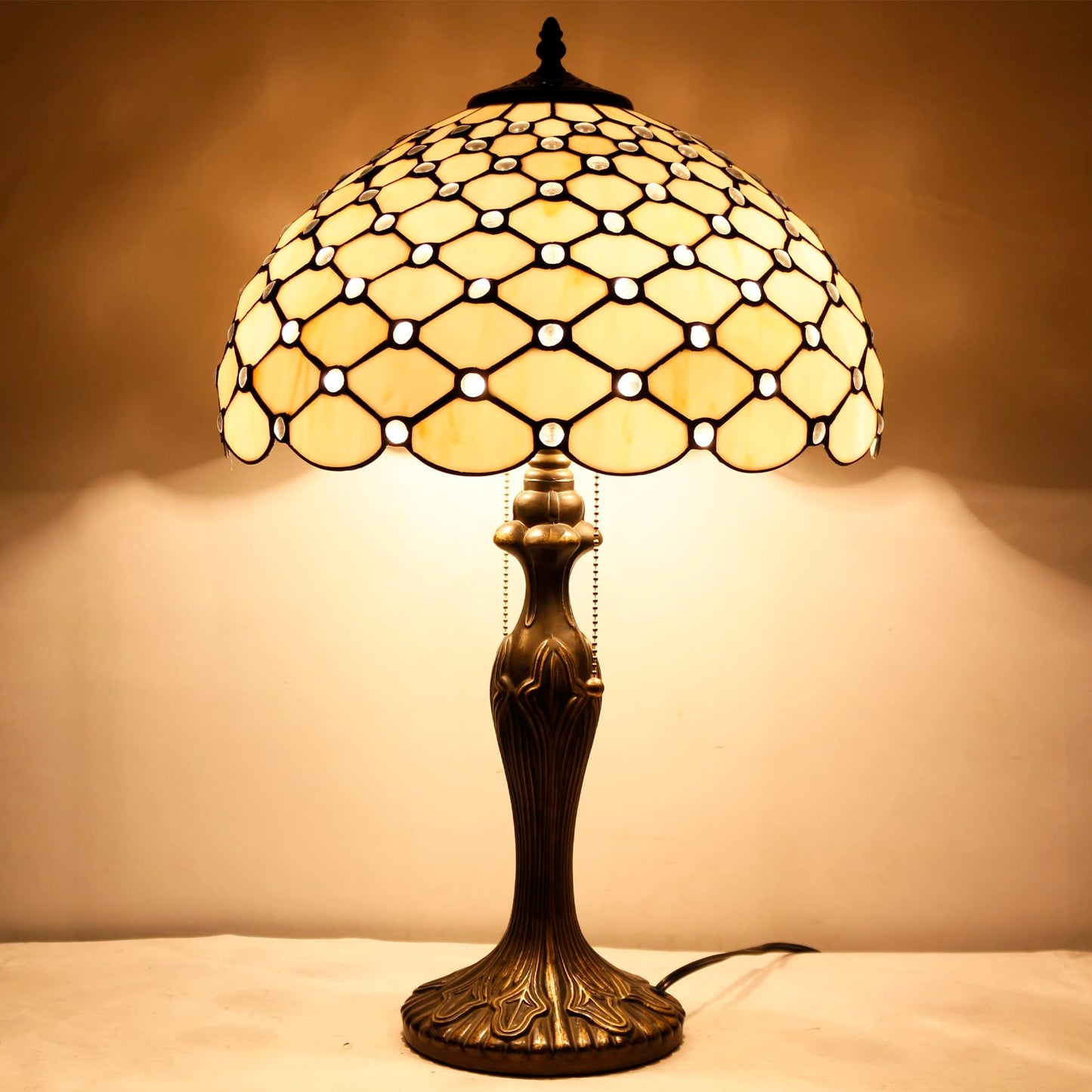 WERFACTORY Tiffany Table Lamp Stained Glass Bedside Lamp Desk Reading Light