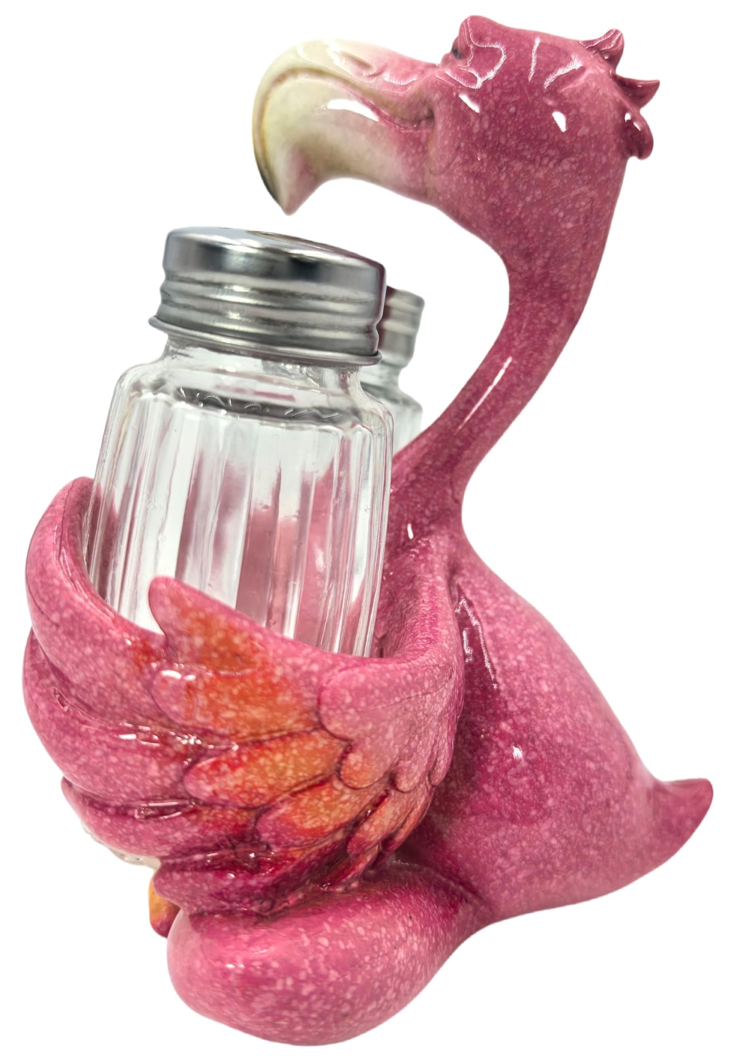 Decorative Flamingo Salt and Pepper Shaker Holder, Coastal Kitchen Decor (Flamingo)