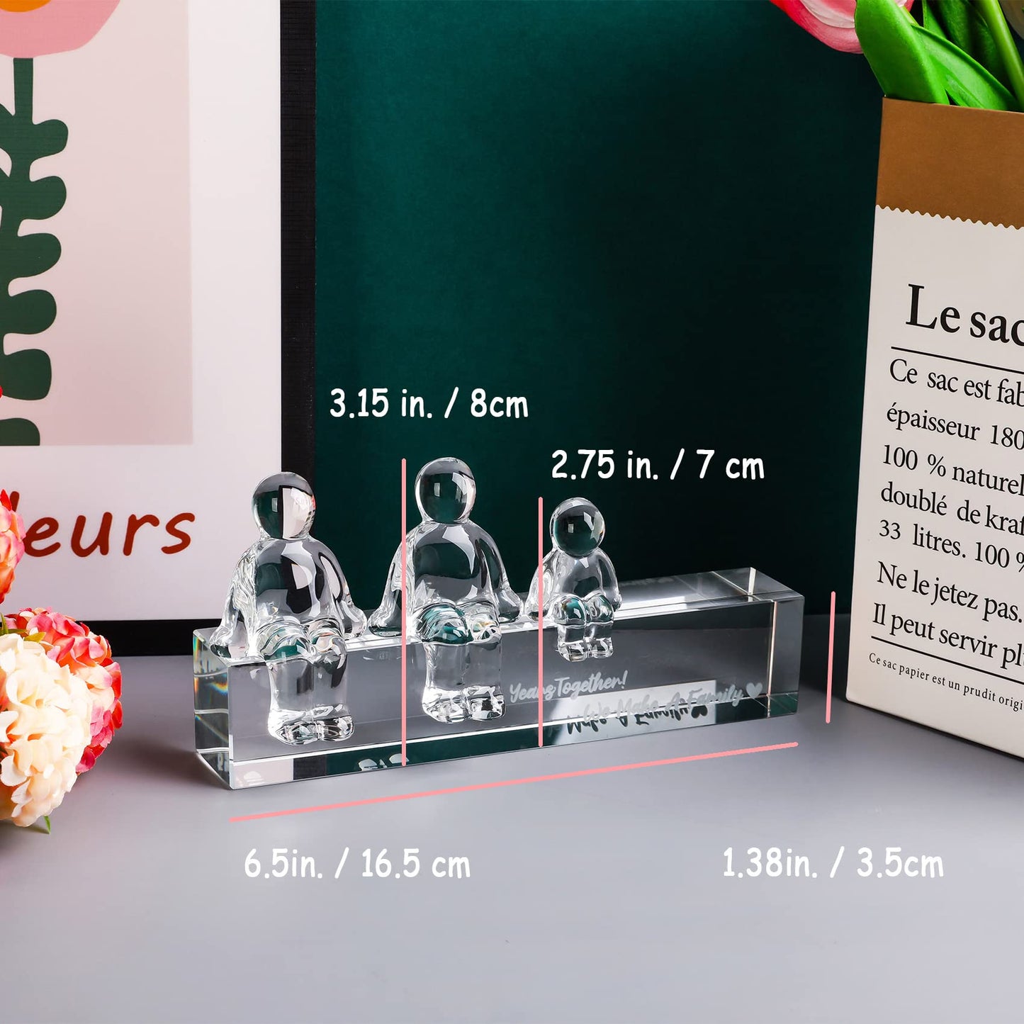 Ornalrist Crystal 15th Wedding Gifts on Anniversary for Her Him, 15 Years Together We Made A Family Glass Ornament for Wife Husband (1 Child)