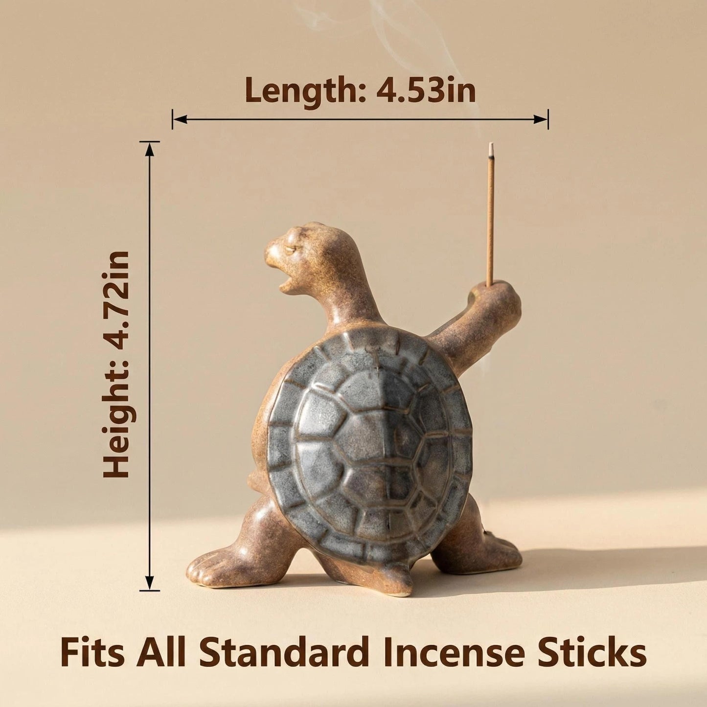 MENORISK Incense Holder for Sticks, Cute Turtle-Shaped Ceramic Incense Holder with Stainless Steel Tweezer & Brush – Perfect for Meditation, Yoga, or Home Decor
