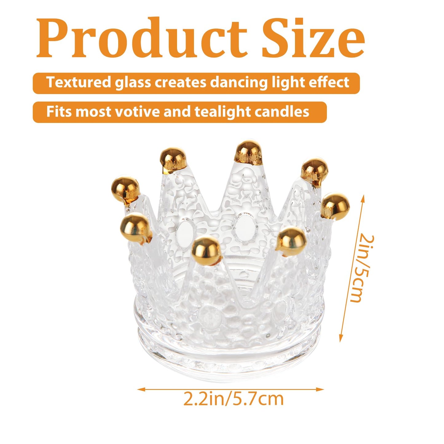 LOLYSIC 6 Pack Votive Candle Holders, Crown Glass Tealight Candle Holder for Wedding, Party, Home Decoration, Jewelry Storage Tray