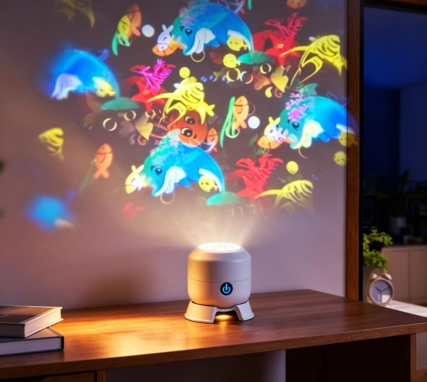 Yinhamnl Dynamic Rotating LED Projector Ocean Light, 2-in-1 LED Ocean Light Projector, 360° Rotating USB Rechargeable Night Light Projector for Bedroom Home Decor Gifts