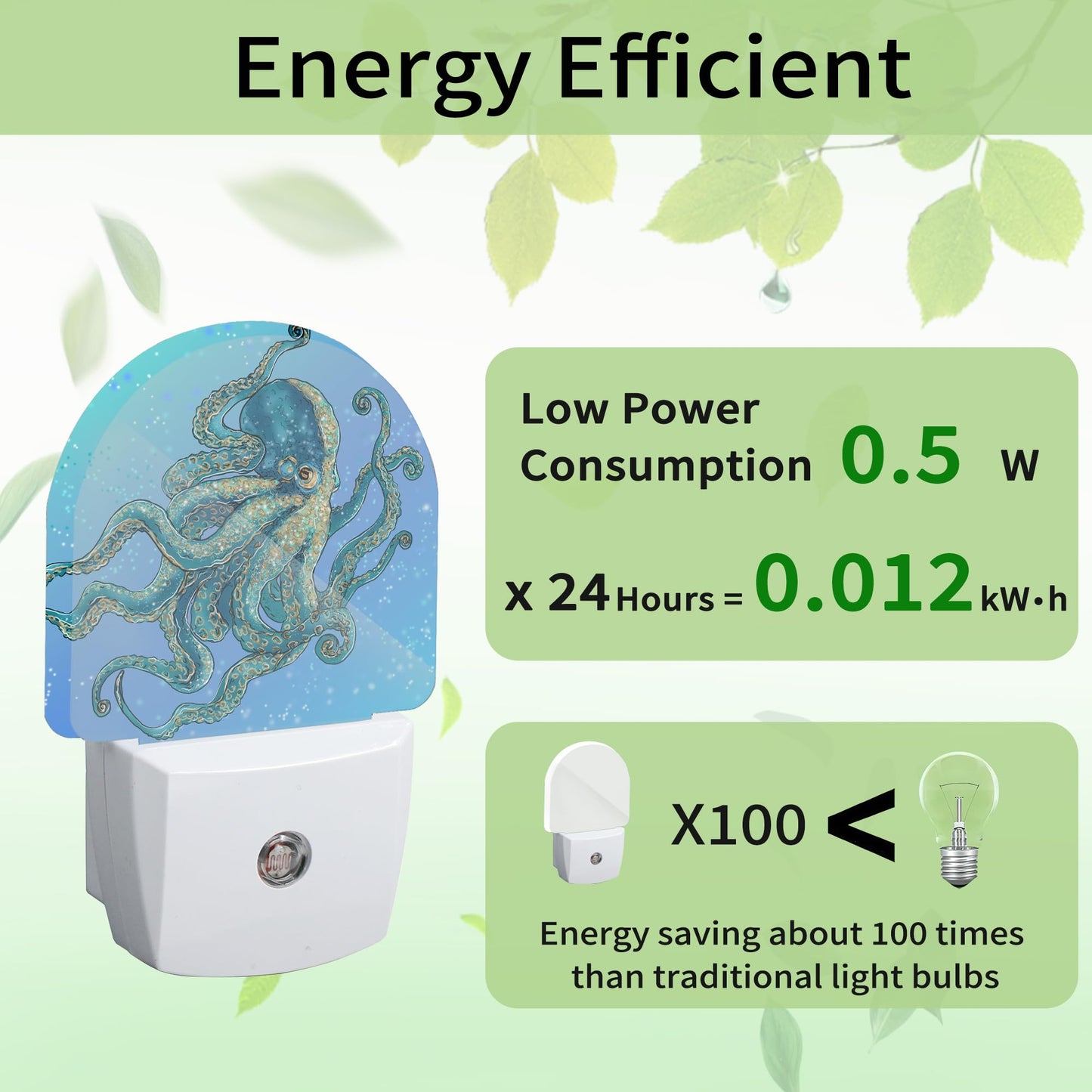 ZTHLL Blue Octopus Night Light, Night Light Plug into Wall with Dusk to Dawn Sensor, LED Lamp Energy Saving Lights for Men Women Boys Girls,Lamp for Bedroom Bathroom Hallway