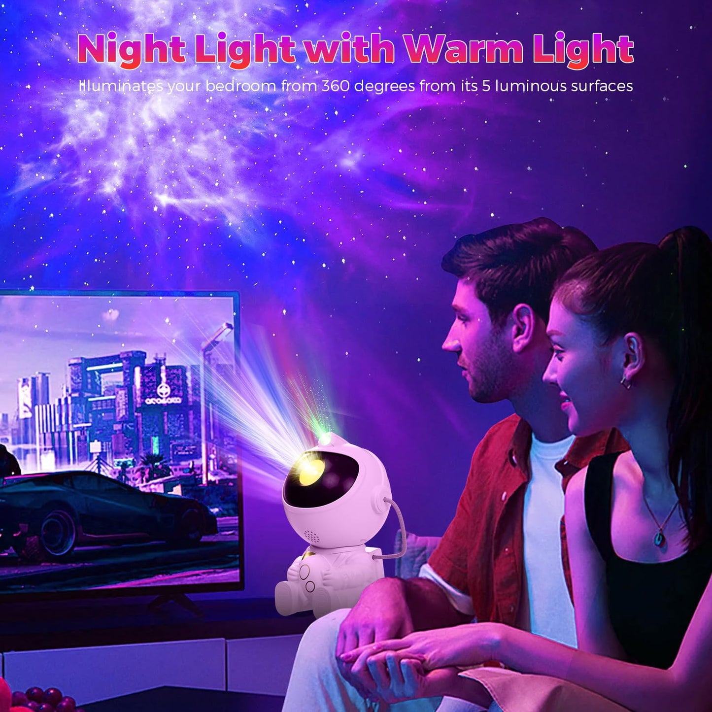 vvia Astronaut Night Light Projector with Remote, 8 Mode Starry Light for Kids Room, 360° Rotating Space Lamp for Bedroom Decor Boys Girls Christmas Gift
