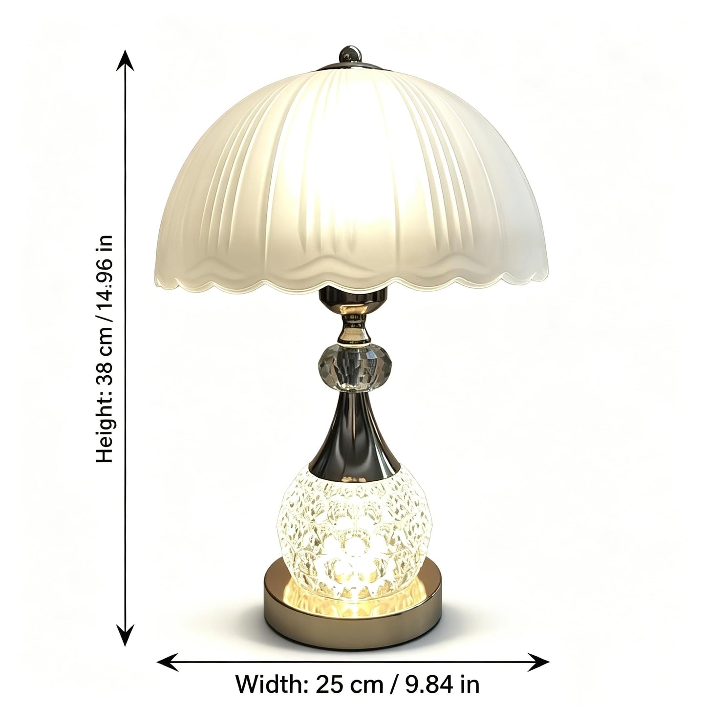 xiaojuande Crystal Table Lamp, Gold Glass with White Lampshade