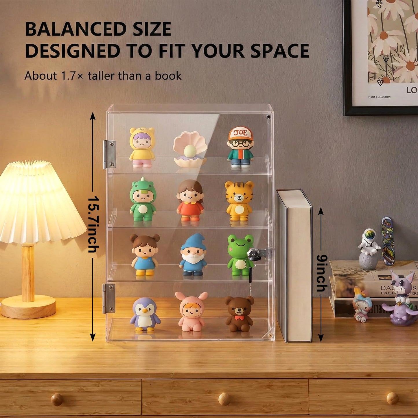 Acrylic Display Case with Lock – Acrylic Storage Chest for Figures, Collectibles, Jewelry, Expensive Items & More – Secure and Organized Storage (3.7" Adjustable)