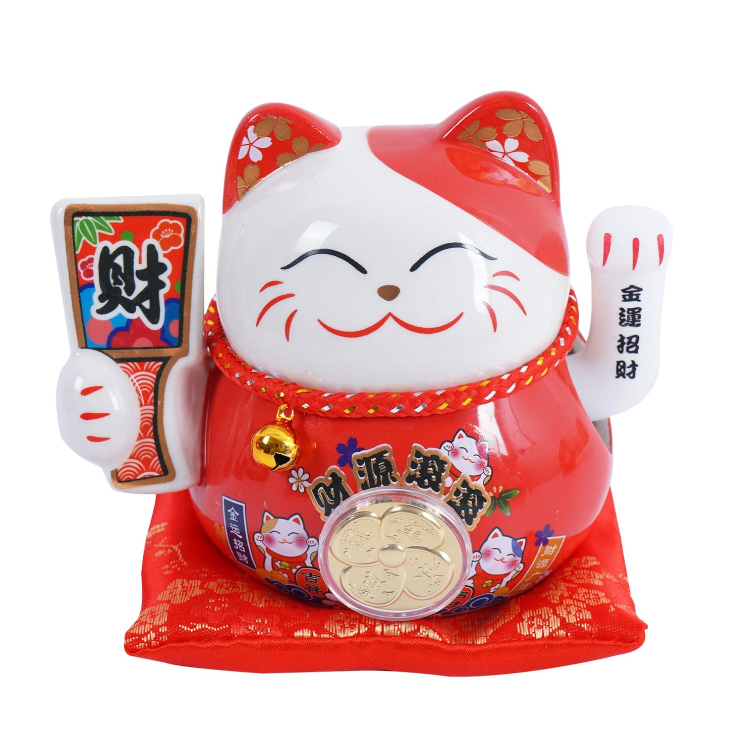 TopFato Lucky Cat Waving Arm 5 Inch Battery Operated, Good Lucky Fortune Cat Maneki Neko Chinese Cat Statue Moving Arm, Waving Cat Decorations for Home,Office, Shop,Desk, Car, Business Openings