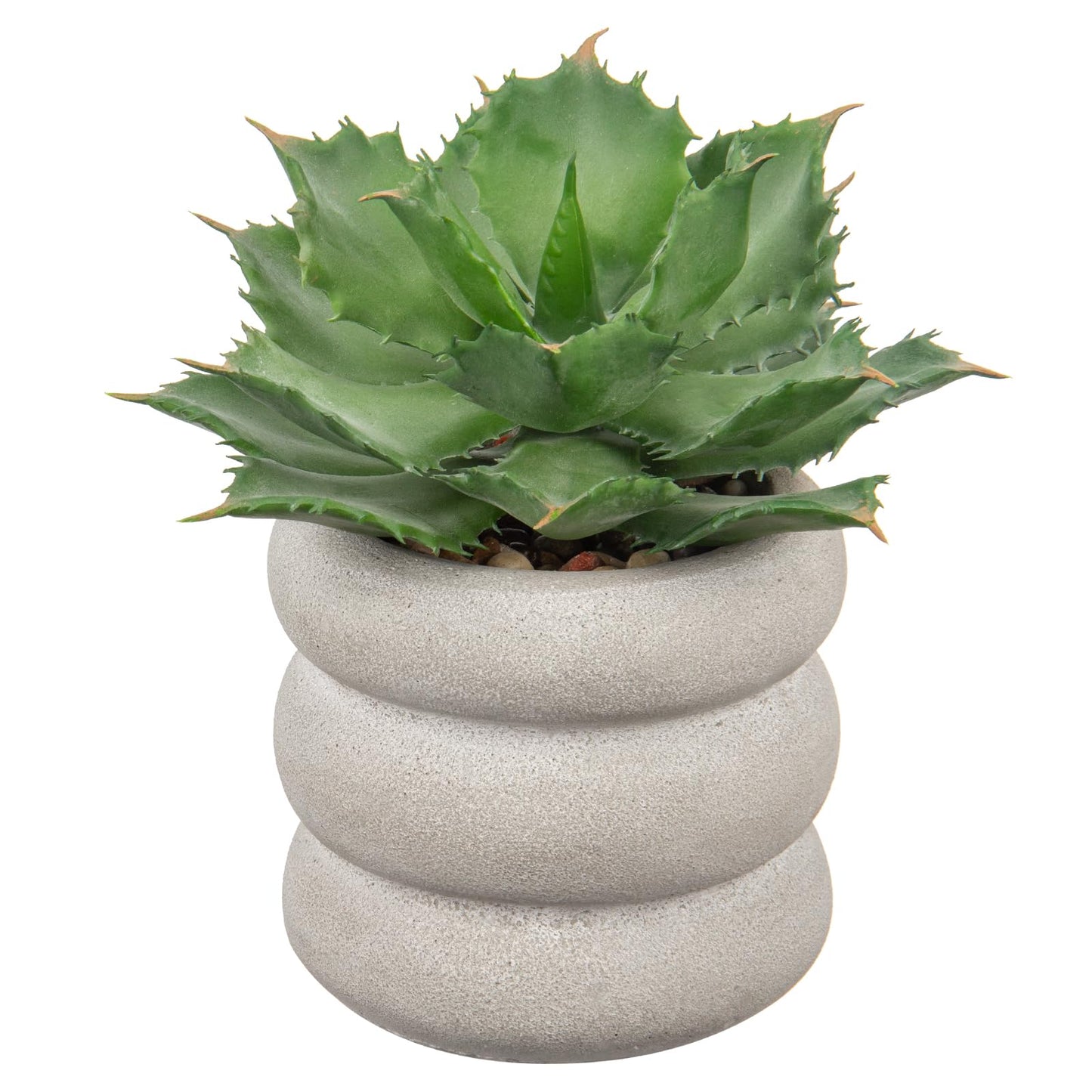 Hollyone Fake Plants Succulents Artificial Agave Succulent Plants Faux Aloe Potted Plant in White Glaze Ceramic Pot for Desk Modern Office Living Room Table Shelf Bathroom Home Indoor Outdoor Decor