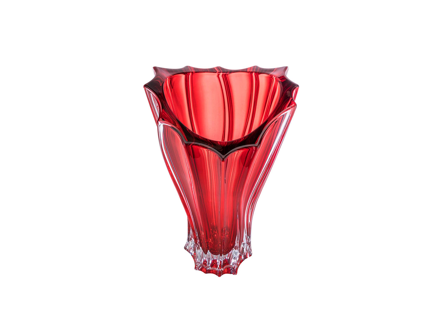 Bohemian Crystal AU52051, 12-1/2" Crystal Bud Vase, Plantica Red Sprayed Flower Jar