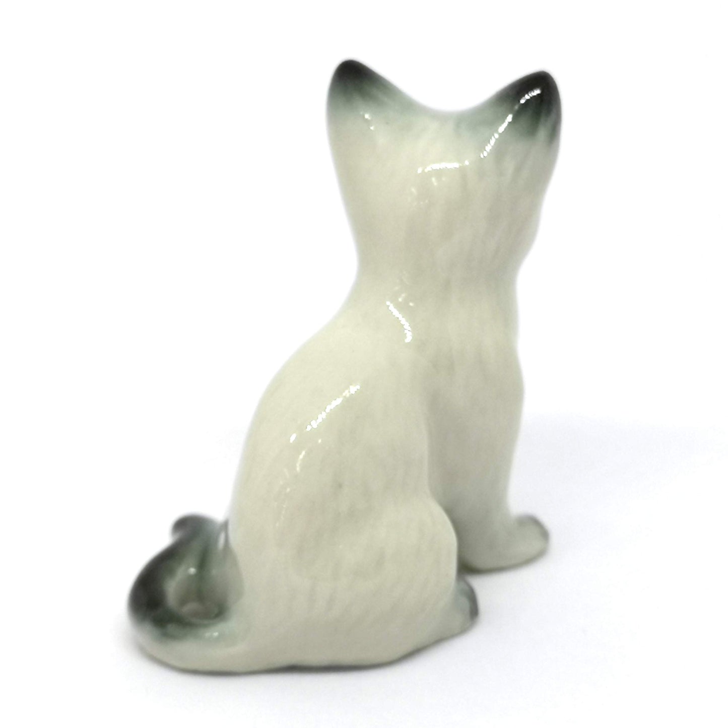 ZOOCRAFT Miniature Ceramic Cat Figurine, Hand-Painted Collectible Small Cat Statue, Handmade Animal Figurine for Home Décor & Gifts