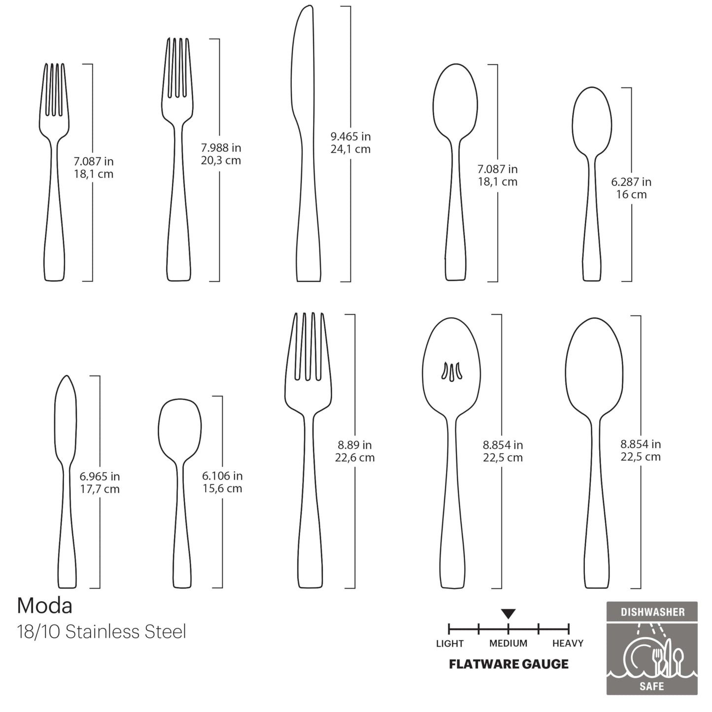 Oneida Silverware Set For 12, Moda 65-Piece Fine Flatware Set with Serving Utensils, Service For 12, 18/10 Stainless Steel, Dishwasher Safe For home, Knives Spoons and Forks Set (Silver, 65 pieces)