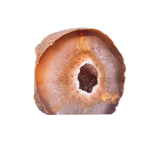 AMOYSTONE Natural Agate Home Decor – Large Agate Geode Stone Natural Brown – Unique Crystal Ornament for Bedroom, Desk (1.5-2 Lbs)