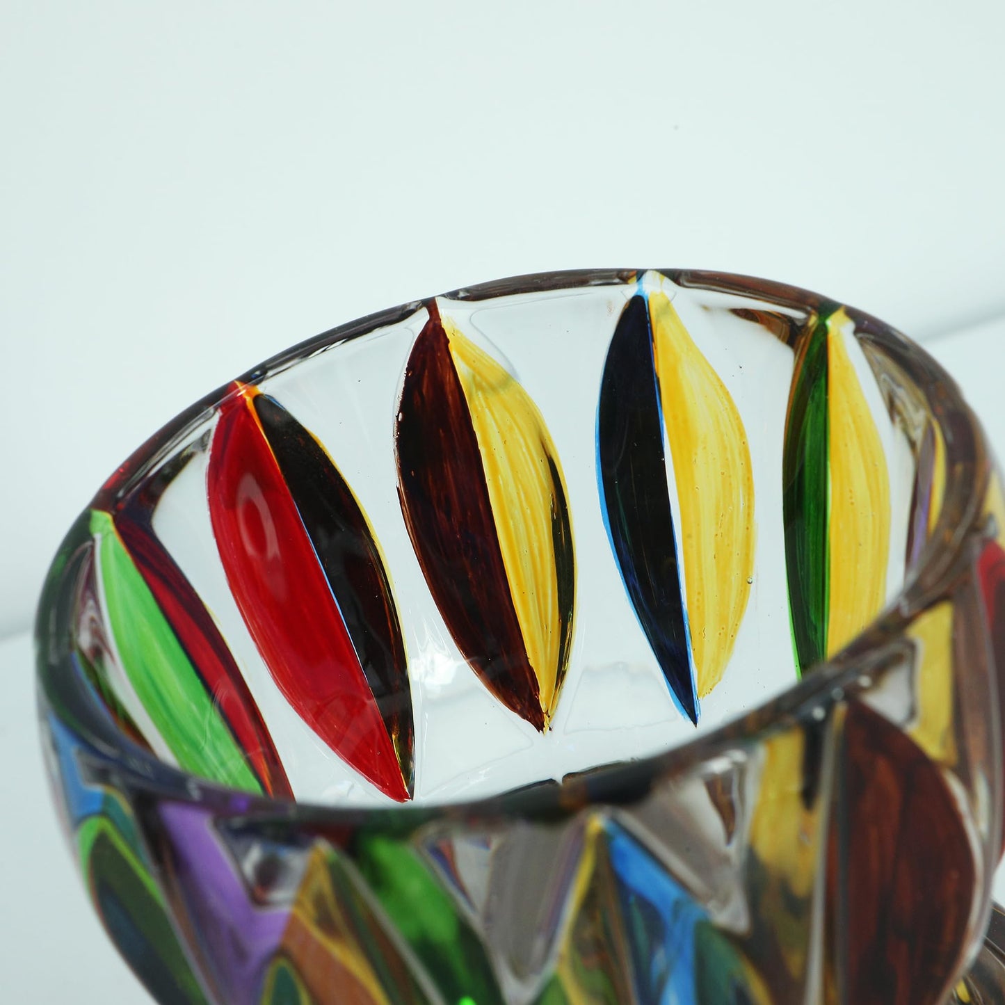 Hand Painted Gold Crystal Glass Vase 6.9 inch Tall (Hand Painted Colorful)