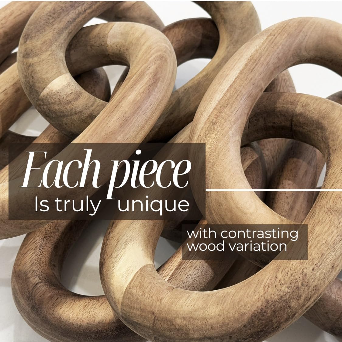 13" Natural Wood Chain Link Decor, Decorative Knot Coffee Table Accent