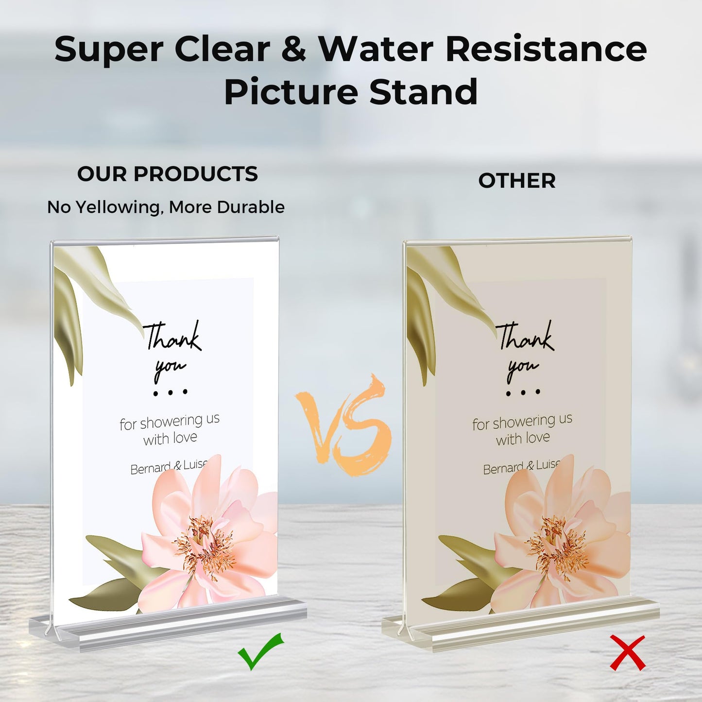 12 Pack Acrylic Sign Holder 5 x 7, Double-Sided Clear Sign Holder Plastic Stands for Display, T Shape Acrylic Table Sign Stands for Office Store Restaurants Wedding Party Decoration