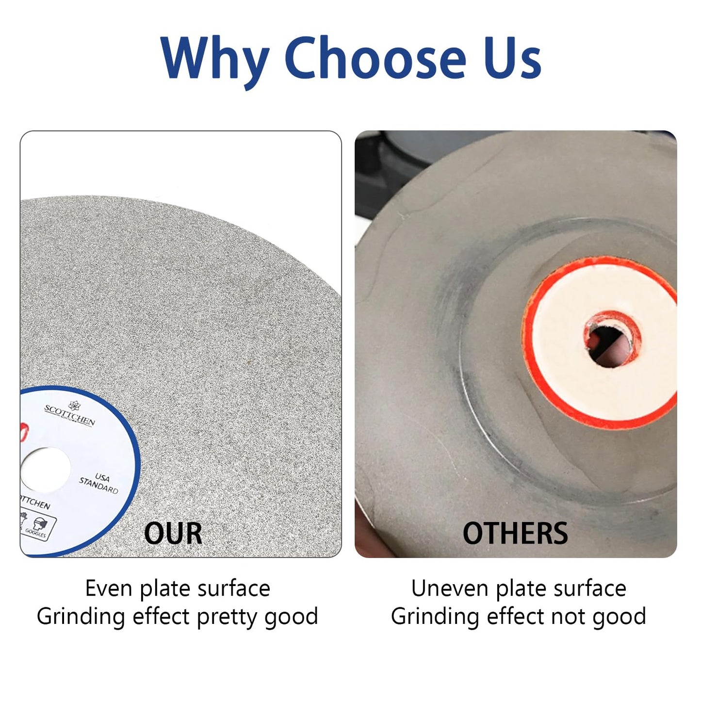 SCOTTCHEN Diamond Flat Lap Wheel 8" x 1/2" Grinding Sanding Disc Lapping Polishing Disc-120 Grit