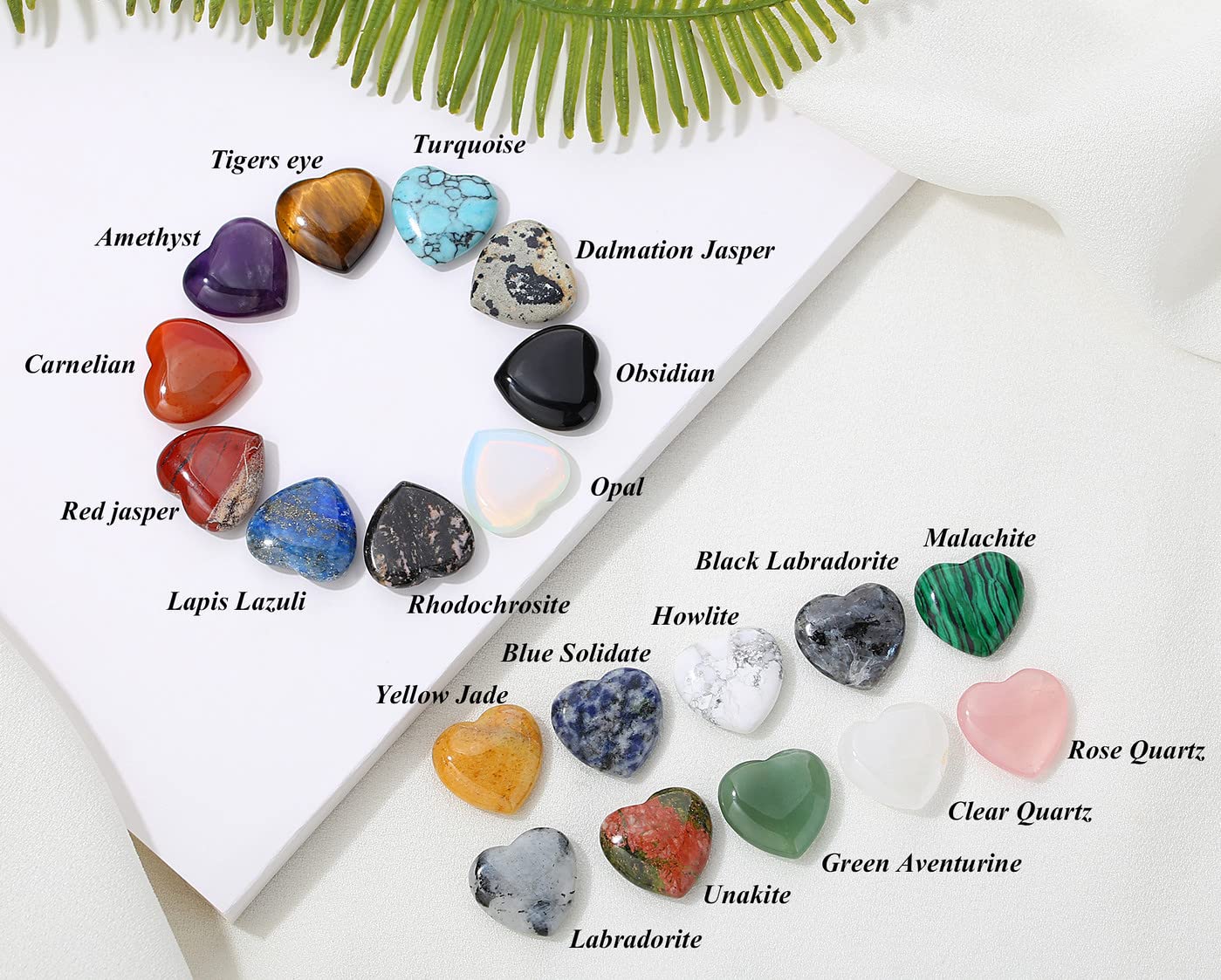 20PCS Natural Heart Healing Crystals and 2" Rose Quartz Elephant Decor Healing Crystal Cute Polished Natural Stone Pink Gemstones Energy Hippie Home Room Office Desk Decors Gifts for Women Men
