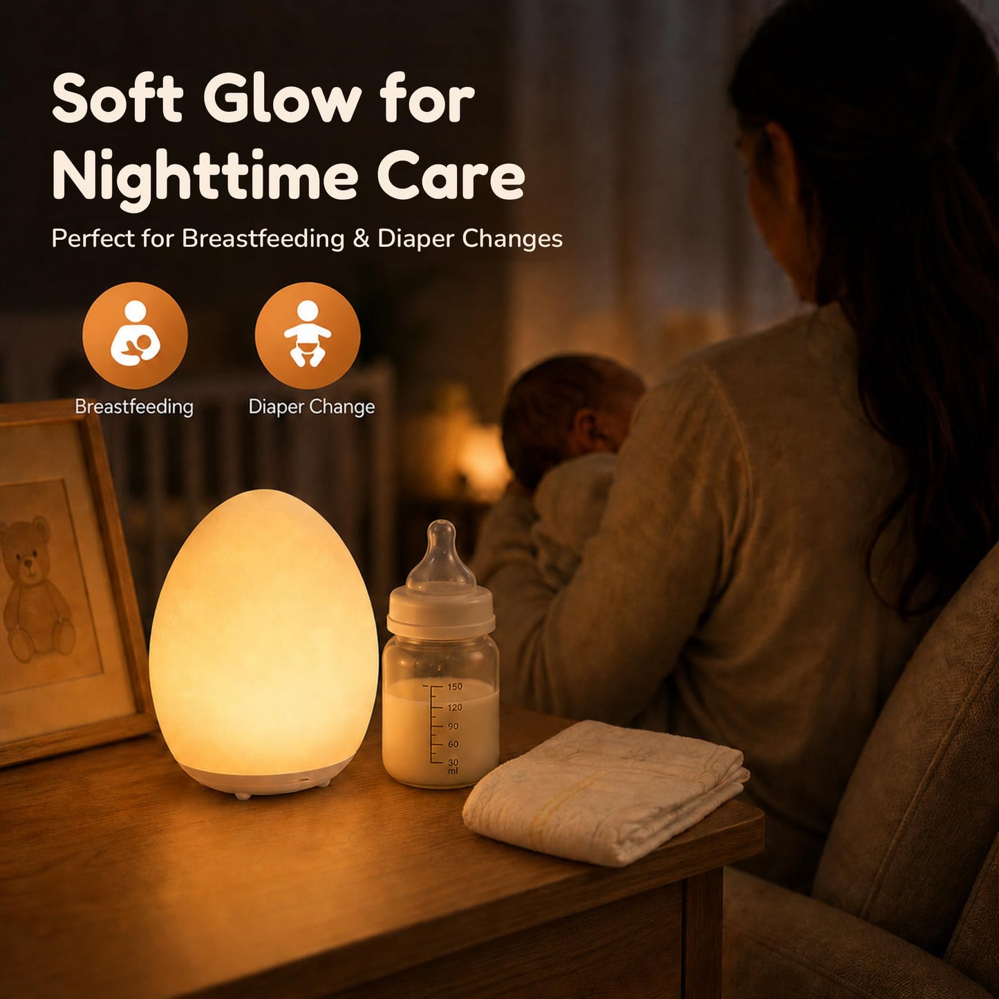 Aurviv Egg Night Light for Kids, Soft Silicone Baby Egg Light for Nursery