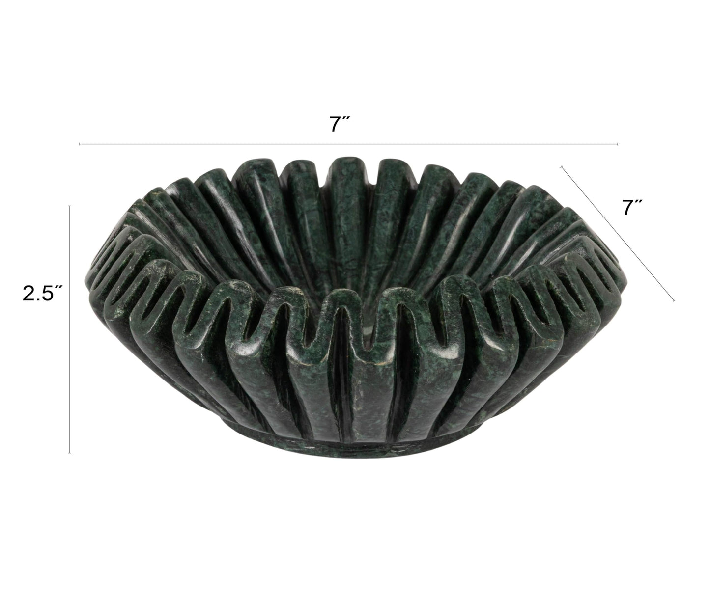 Creative Co-Op Round Marble Pleated Dish, Black