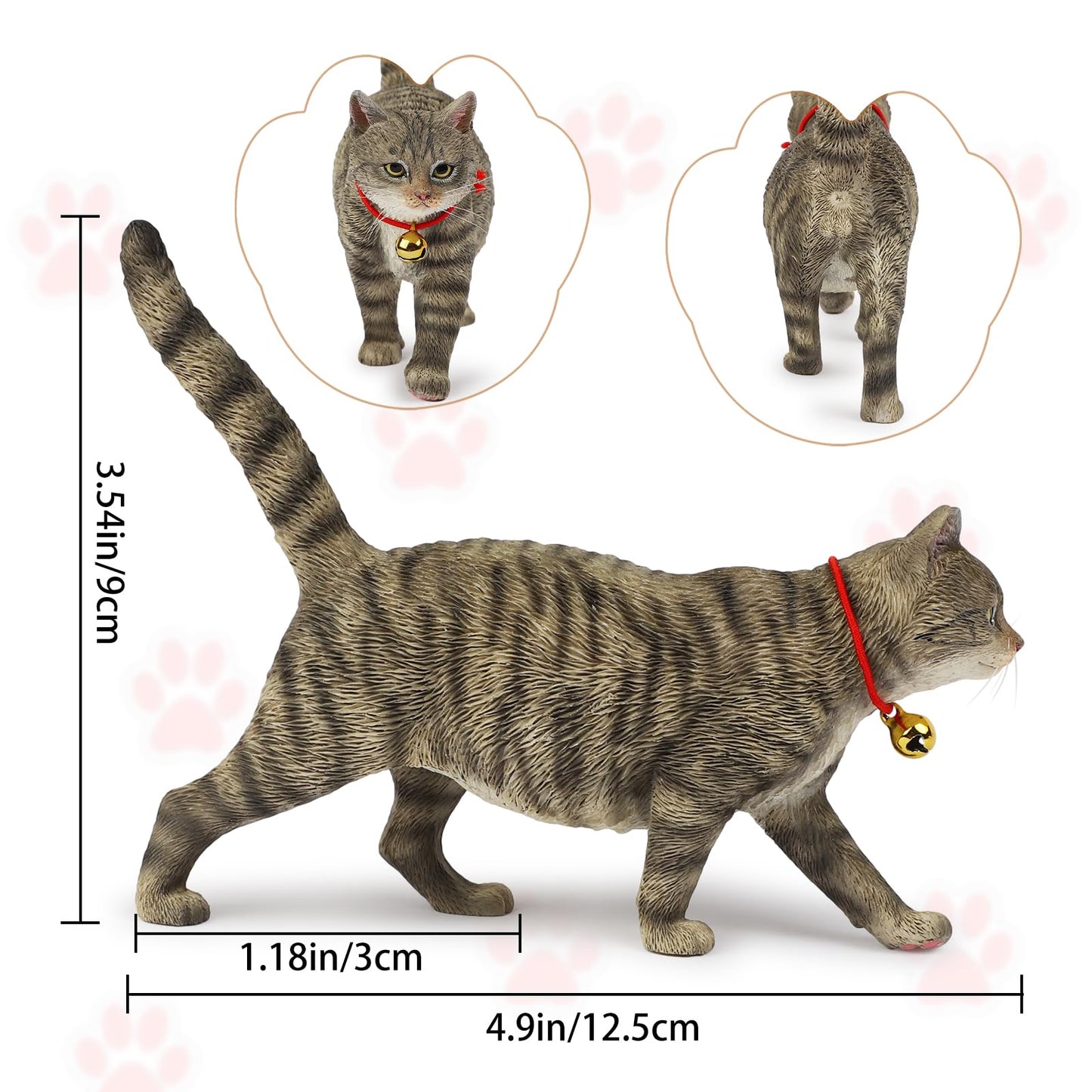 MMOS X JXK Walking Cat Figurine, Resin Cat Statue with Intricate Texture Details, Cat Gifts for Cat Lovers, Home Decor for Cat Lovers