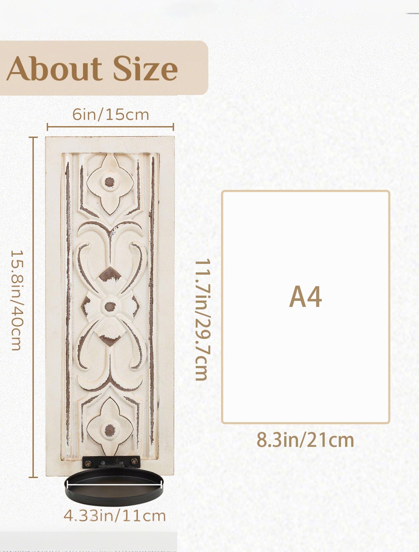 Walasis Rustic Candle Sconces Wall Decor Set of 2 - White Farmhouse Art Distressed Thickened Candles Shelf for Bathroom Bedroom Fireplace - Wood Wall Candle Holders for Pillar Candles Plants