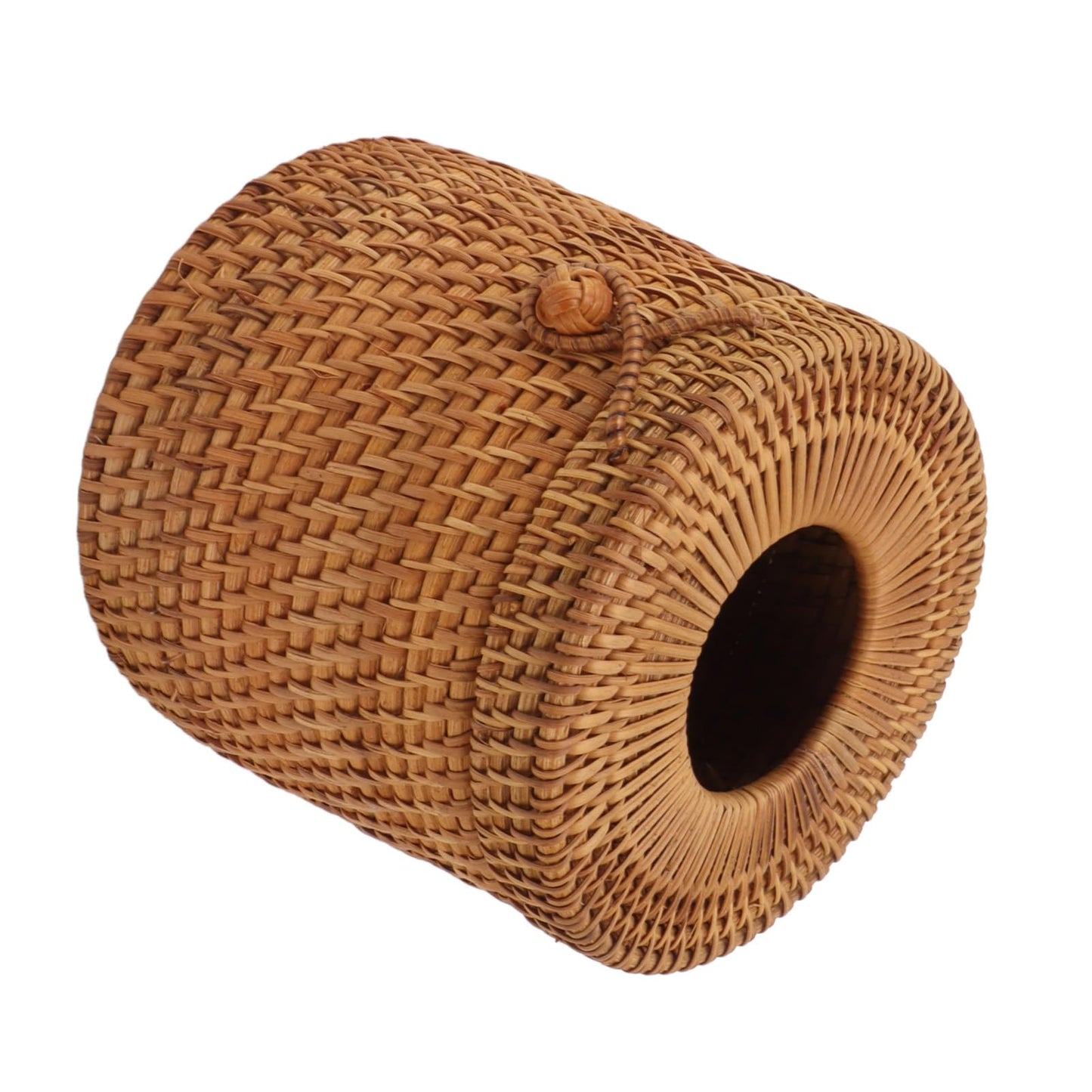 Rattan Tissue Box Cover, Decorative Woven Facial Tissue Holder with Lid Hand Wicker Facial Napkin Holder for Bathroom Toilet Living Room