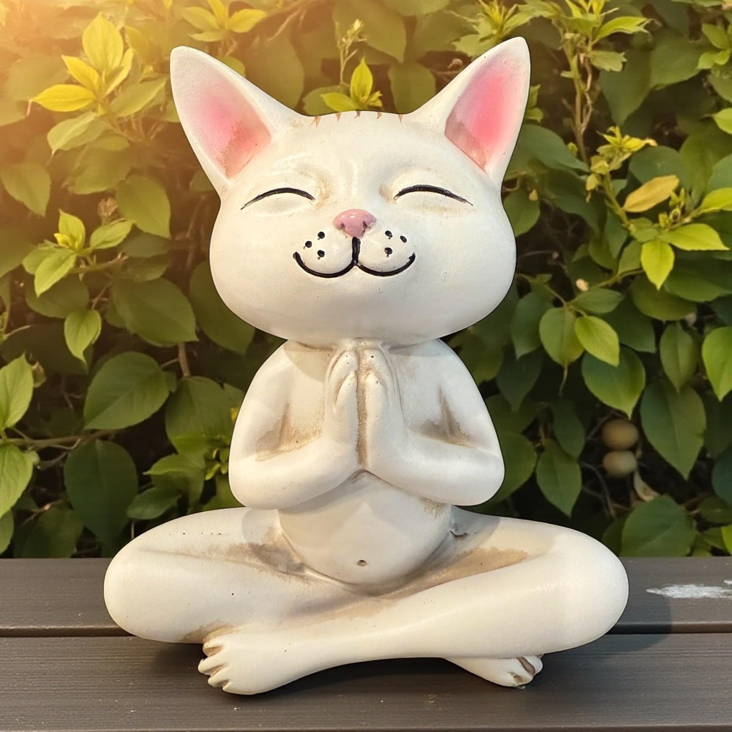 Top Brass Yoga Cat Figurine Statue – Meditating Praying Cat Desk Decor – Zen Home & Office Accent – Cute Resin Cat Sculpture for Shelf, Table or Gift – 5 Inch Mindful Cat Decor
