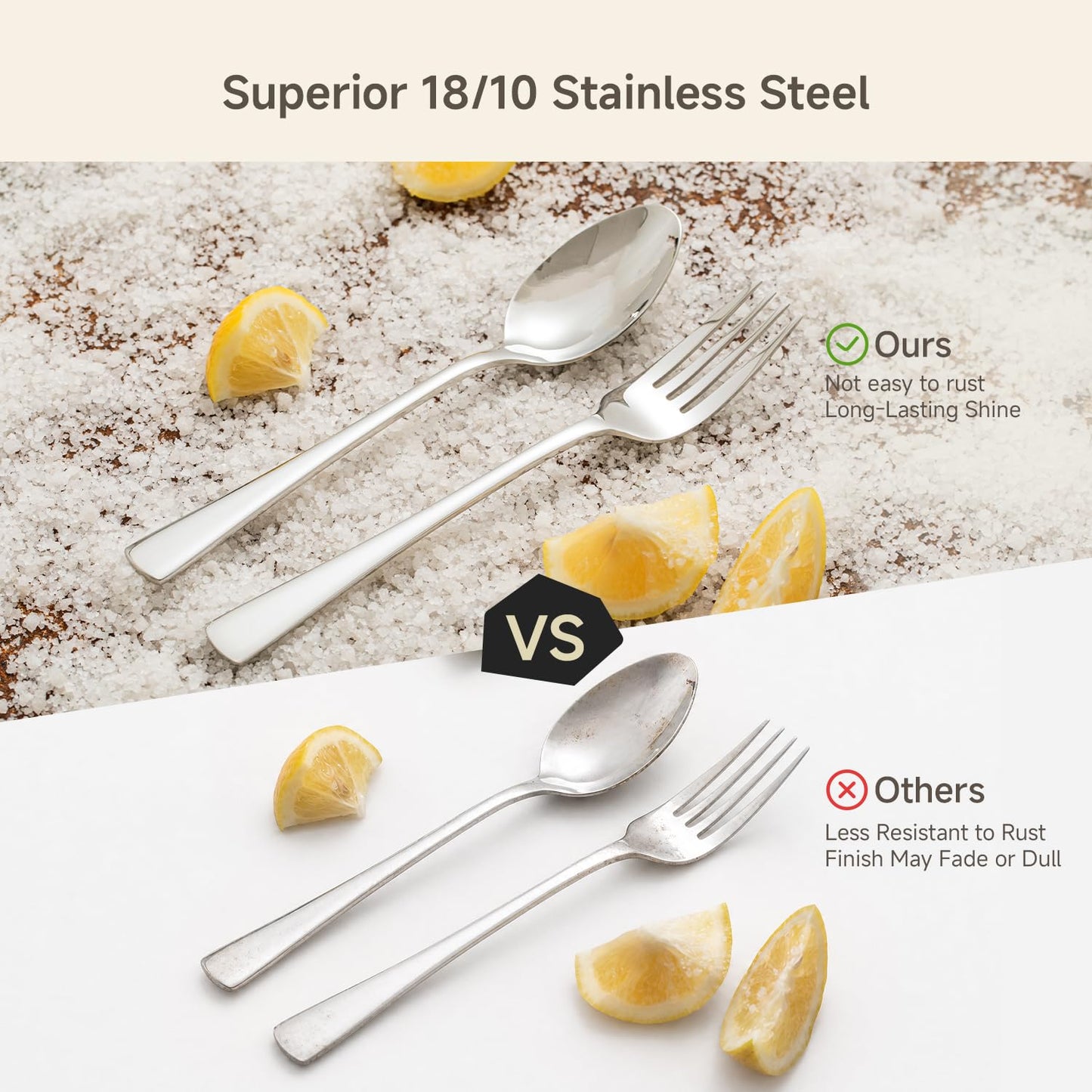 KINGSTONE 12-Piece Teaspoons & Dessert Spoons, 18/10 Stainless Steel Metal Spoons, Mirror Polished, Dishwasher Safe, 6.86-inch, for Home, Cafes, Weddings, Parties, Restaurant & Gift