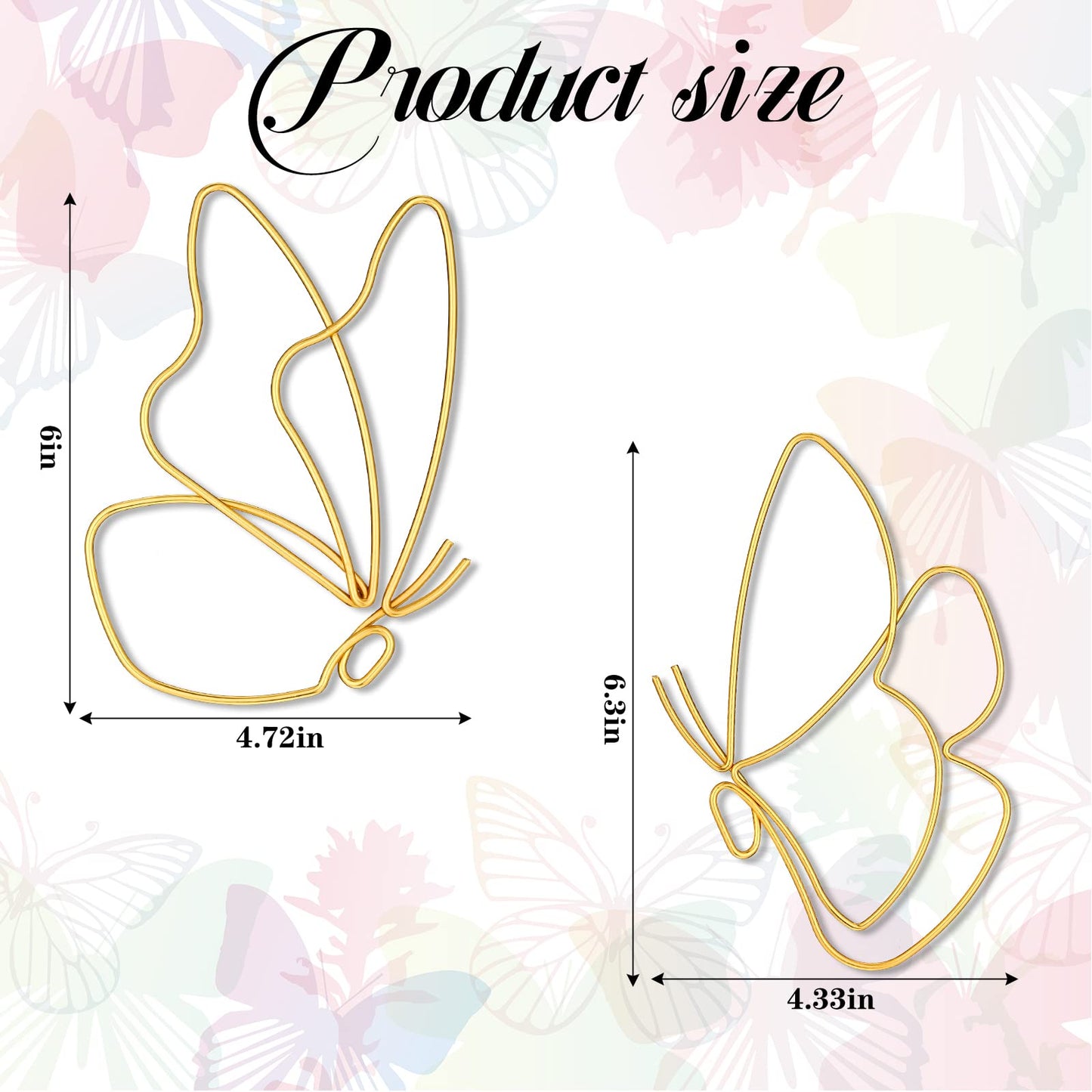 Hotop 6 Pieces Gold Metal Butterfly Wall Decor Wired Butterflies Wall Art Line Flowers Hanging Decorations for Bedroom Living Room Kitchen Bathroom Indoor Wedding Birthday Party