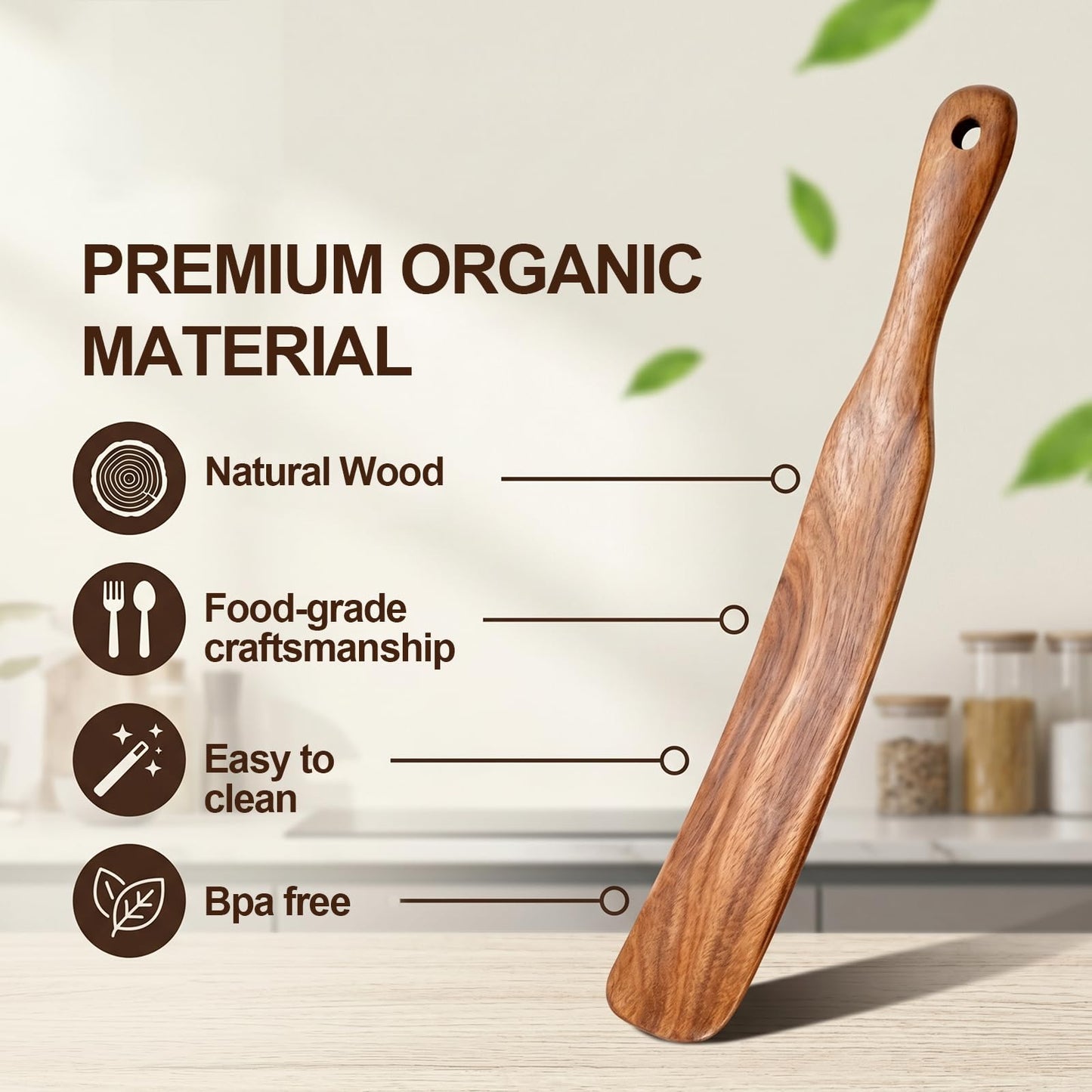 DADERXY 6 Pack Spurtle for Sourdough Starter, 11 Inch Wooden Spurtles Spatula for Deep Containers, Sourdough Stir Stick for Baking Cooking