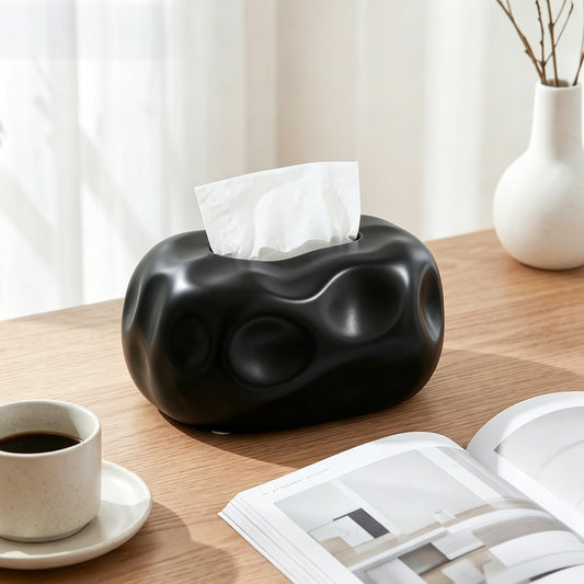 Decorative Tissue Box Cover Ceramic Modern Tissue Box Holder Facial Napkin Holder Tissue Box Dispenser for Bathroom Vanity, Living Room, Bedroom Dresser, Night Stand, Kitchen Countertop Office Desk