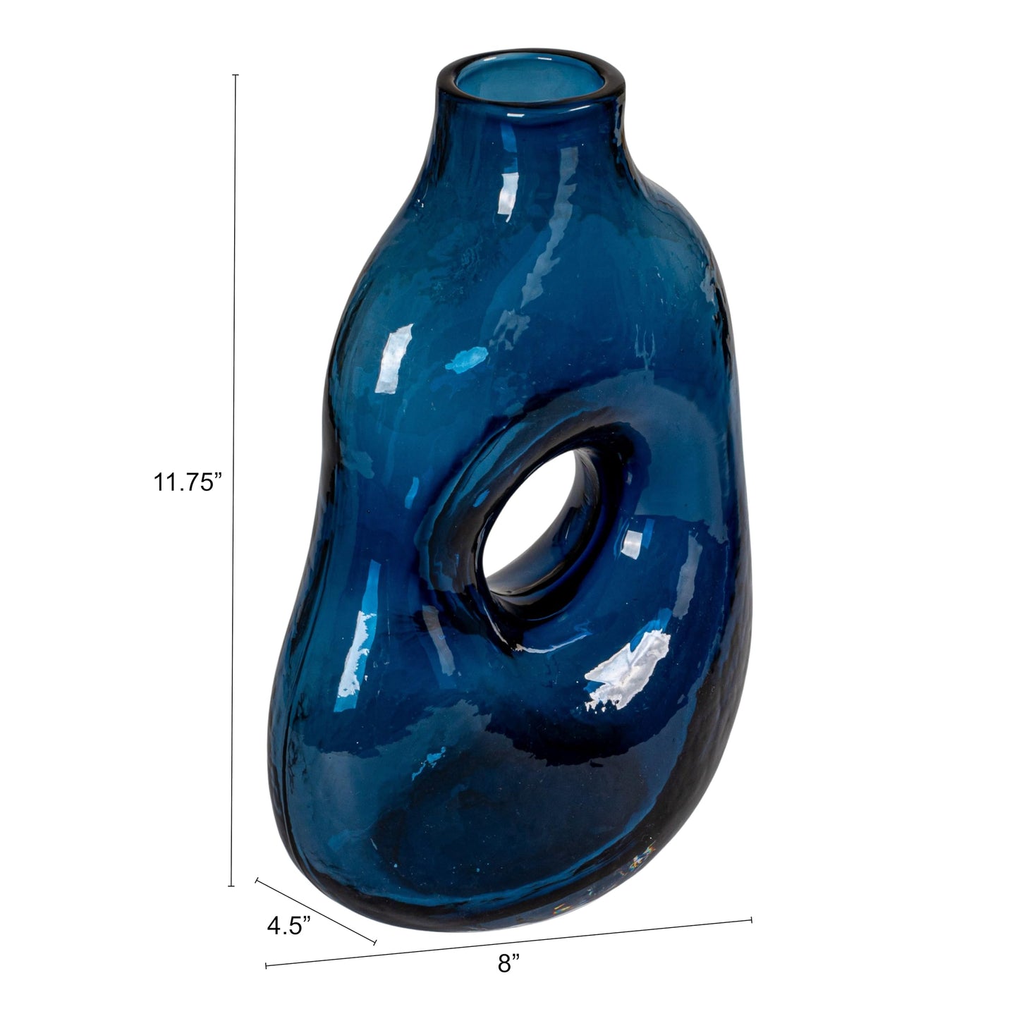 Bloomingville Glass Abstract Vase, Blue