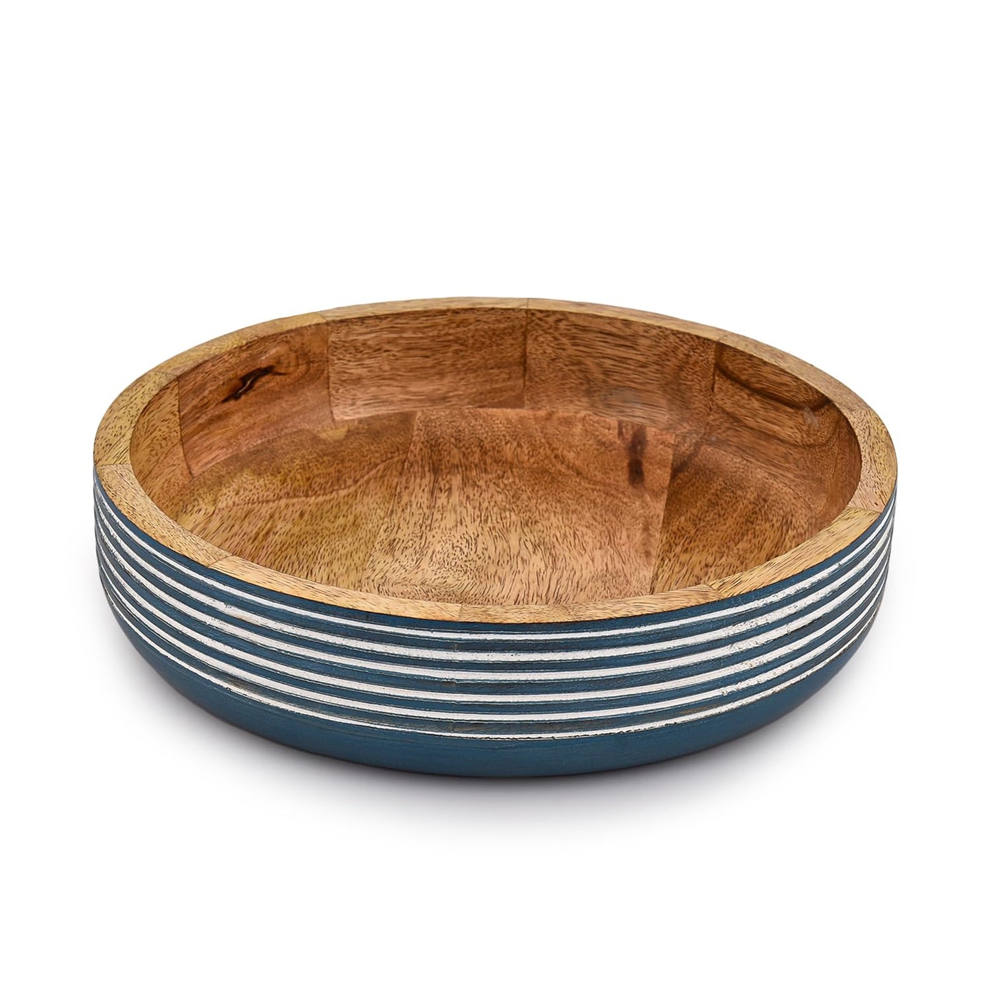 Kimona Salad Bowl Mango Wood Handcrafted Round Decorative Serving Bowl for Salads, Fruits & Snacks (10" X 10" X 2.5")