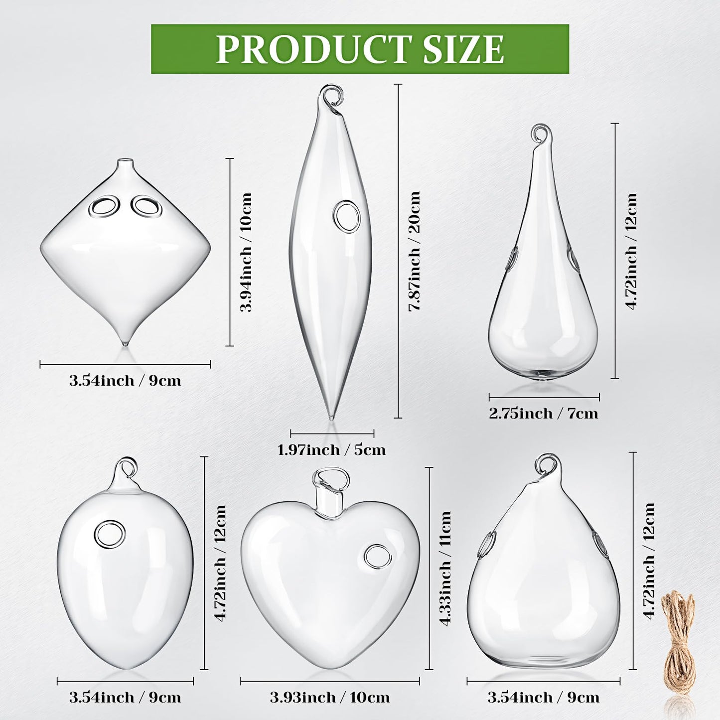 Zopeal 12 Set Wall Hanging Glass Planter Terrarium Propagation Station Vase Container Watering Squeeze Bottle with Rope and Hook for Hydroponic Plants Flower Home Decor Gifts (Classic Style)