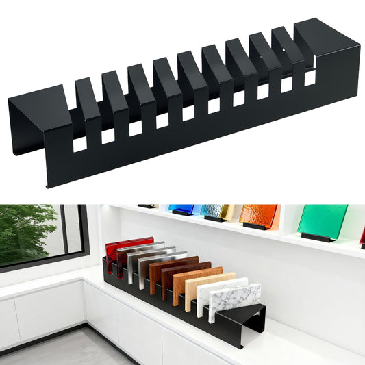 Heavy Duty Tile Sample Organizer & Display Rack, 10-Slot Carbon Steel Small Tile Stand Organizer for Ceramic & Flooring Samples, Countertop Organizer for Retail Stores, Showrooms & Exhibitions