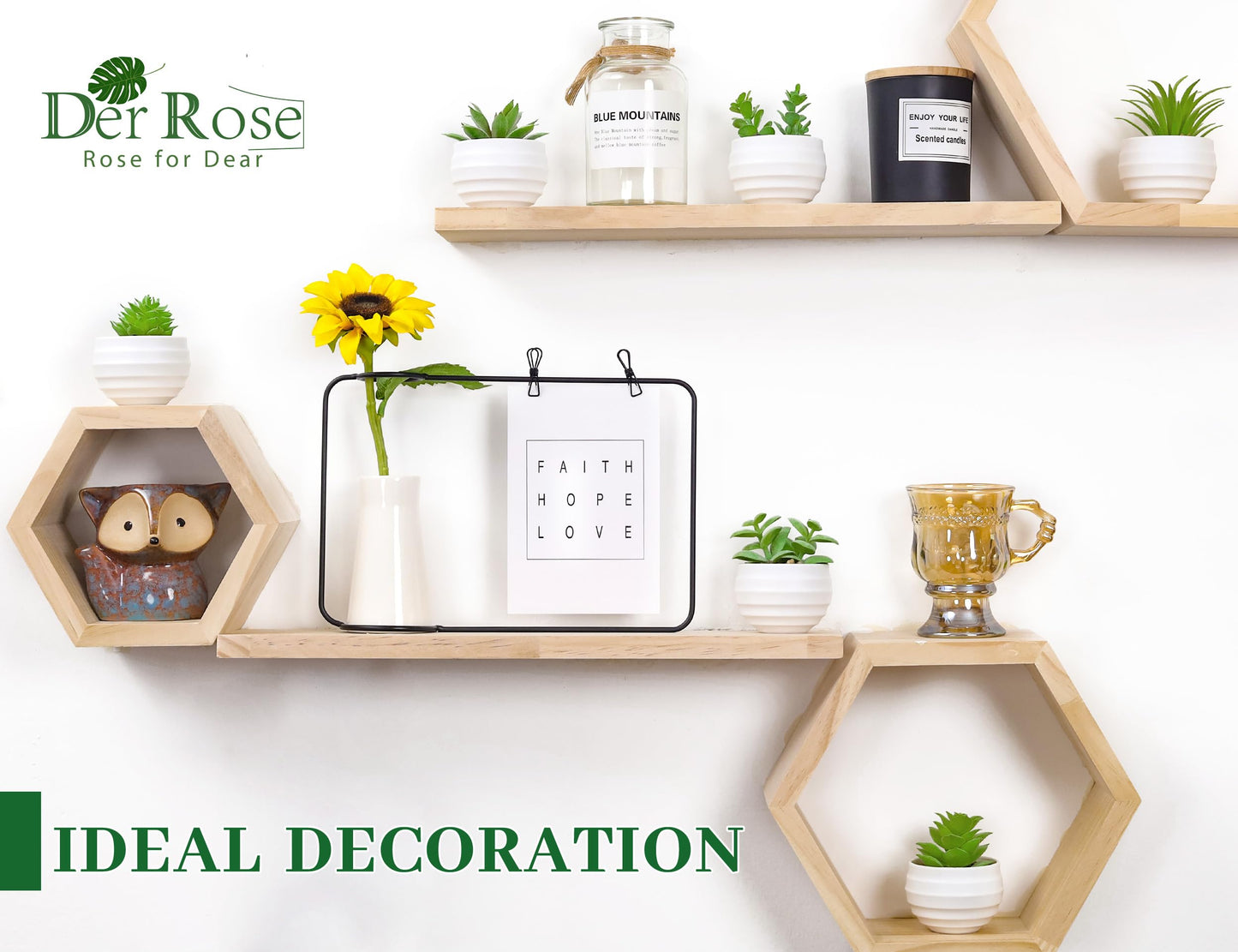 Der Rose Bundle of 6 Pack Fake Plants and 1 Pack Fake Hanging Plants for Room Home Office Farmhouse Bathroom Decor
