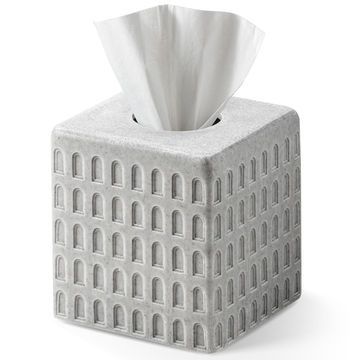 Colosseum Tissue Box Cover,Square Tissue Box Holder for Home Decor,Bathroom Countertop,Tabletop,Bedside Table,Office - Marble Grey