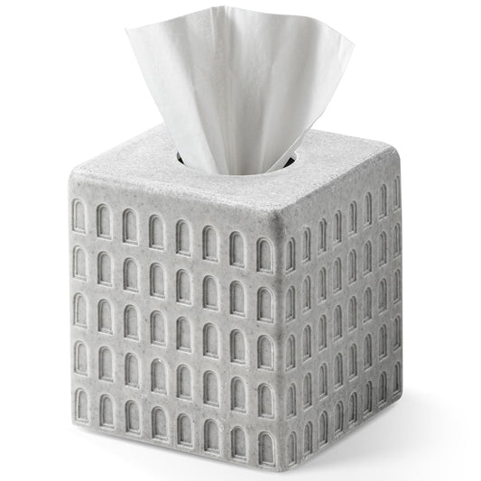 Colosseum Tissue Box Cover,Square Tissue Box Holder for Home Decor,Bathroom Countertop,Tabletop,Bedside Table,Office - Marble Grey