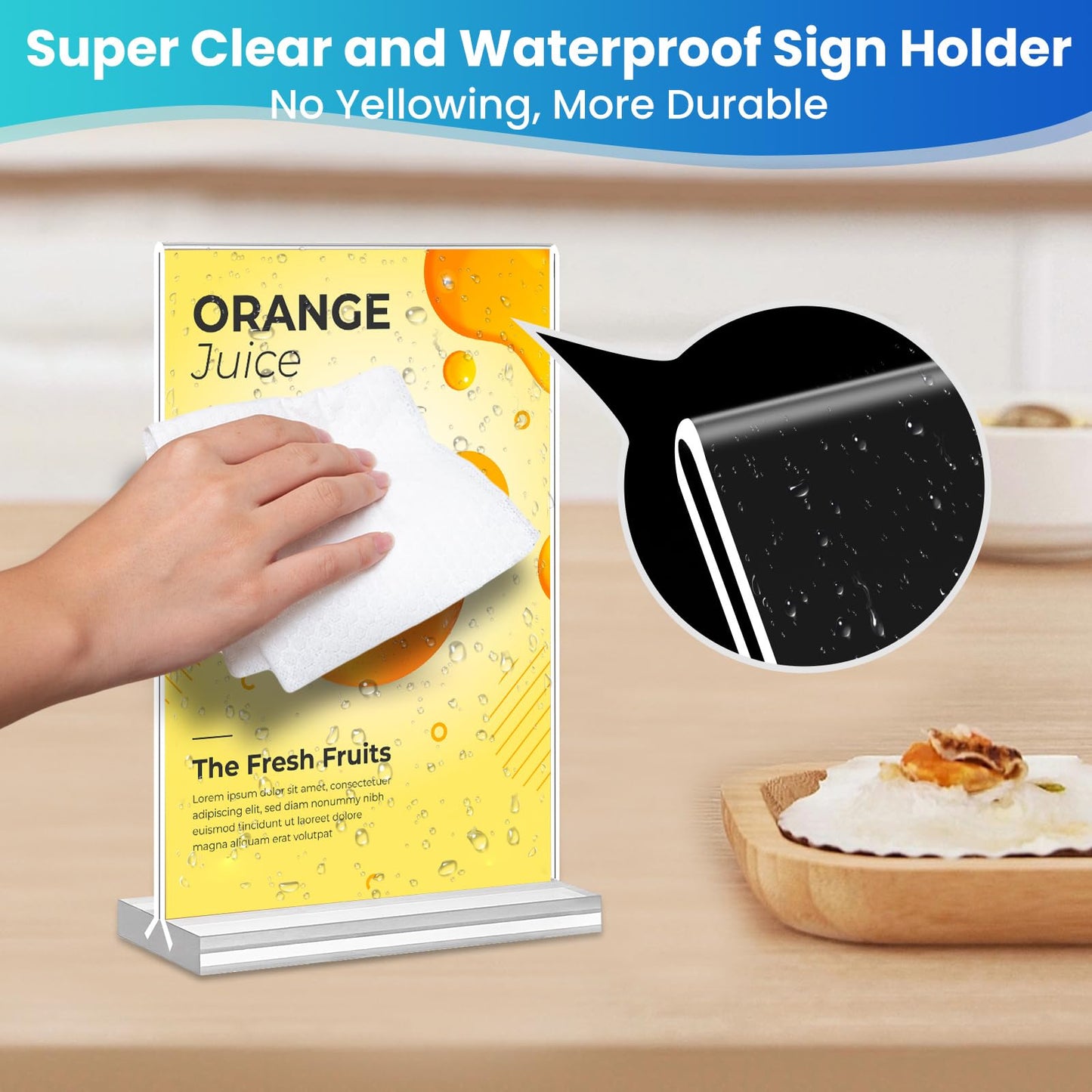 Acrylic Sign Holder 5x7, 11 Pack Clear TableTop Sign Holder-Sided, Plastic Flyer Display Holder with Vertical Base, Clear Flyer Stand Menu Table Display Holders for Restaurants Office Store Show Fair