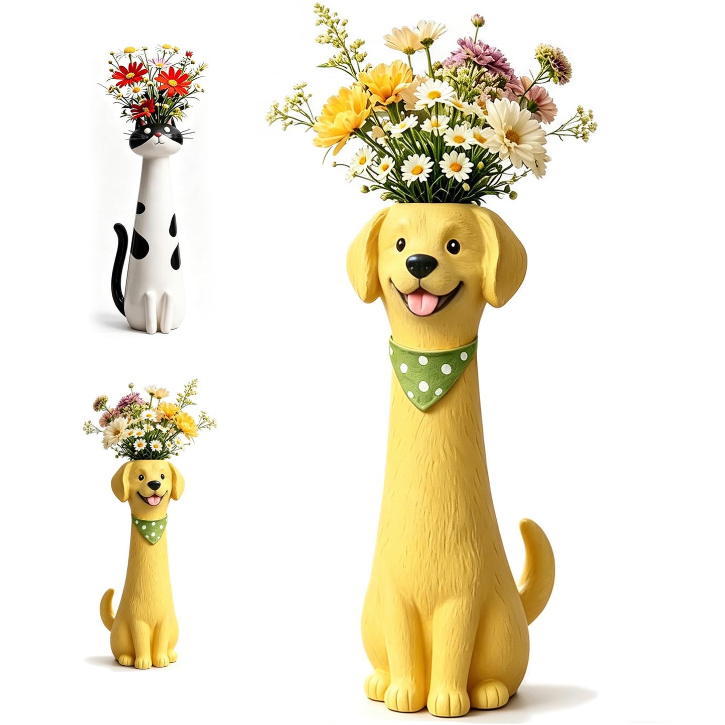 Quirky Shaped Flower Vase, Unique Decorative Resin Planter for Indoor Small Plants, Whimsical Desktop Ornament, Creative Housewarming Gift (Quirky Dog Vase)