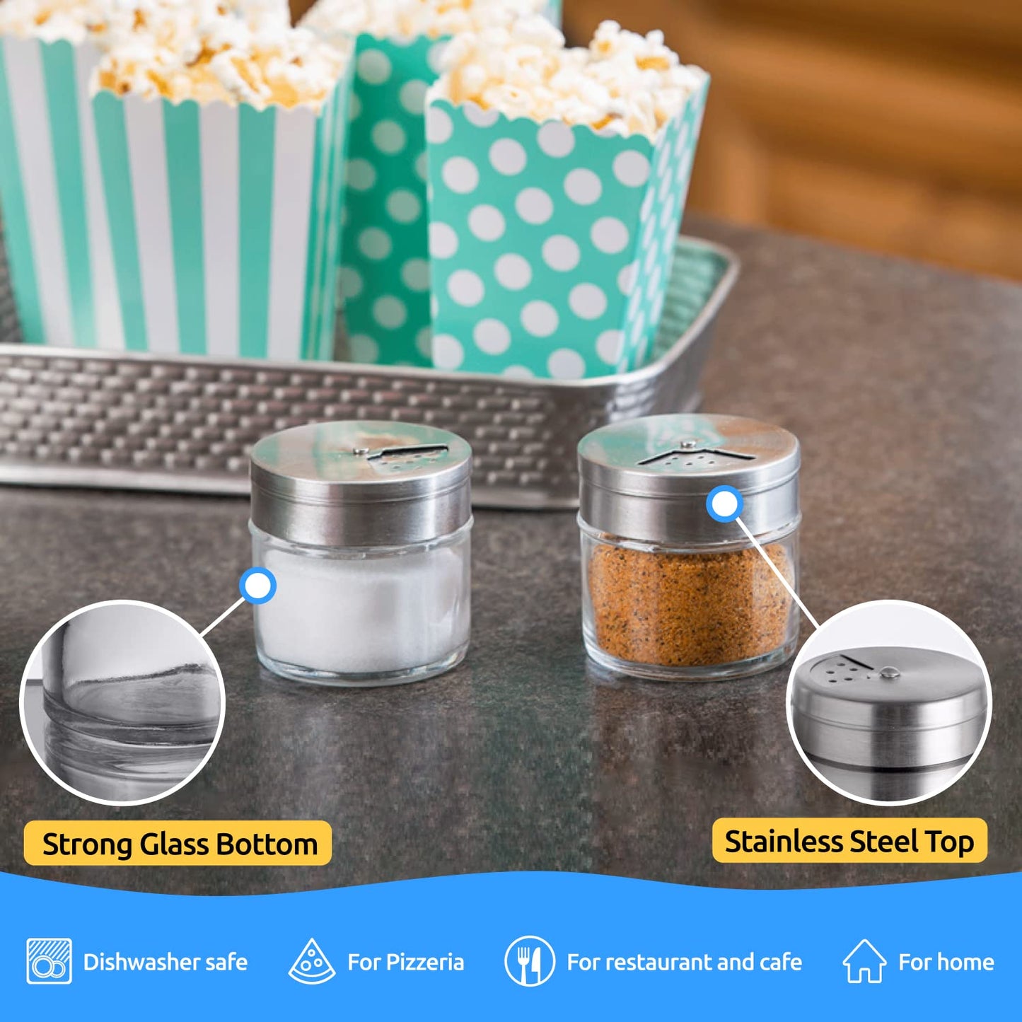 4-Pack 3oz Glass Spice Seasonings Shaker With Adjustable Lid