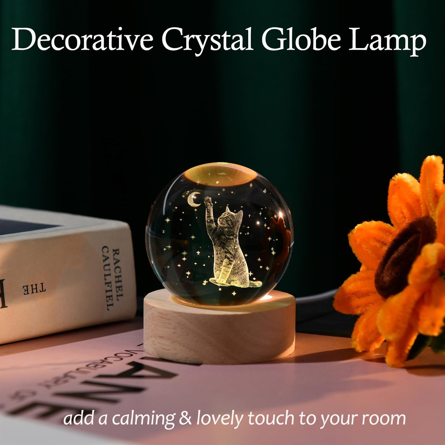 IFOLAINA 3D Cat Themed Gifts for Women Friends 3D Cat Glass Globe