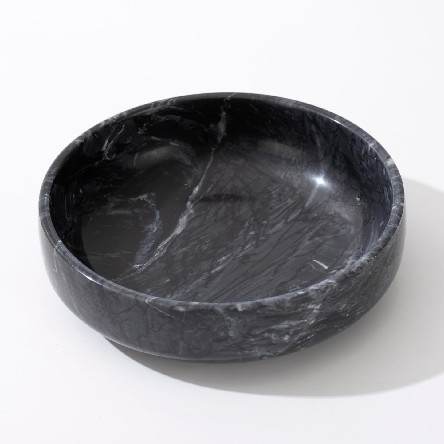 CM CHIC MONDAY 6.7" Large Decorative Bowl, Natural Marble Decorative Bowls for Home Decor, Key Bowl, Candy Bowl, Smudge Bowl, Coffee Tables Centerpiece (Natural Black)