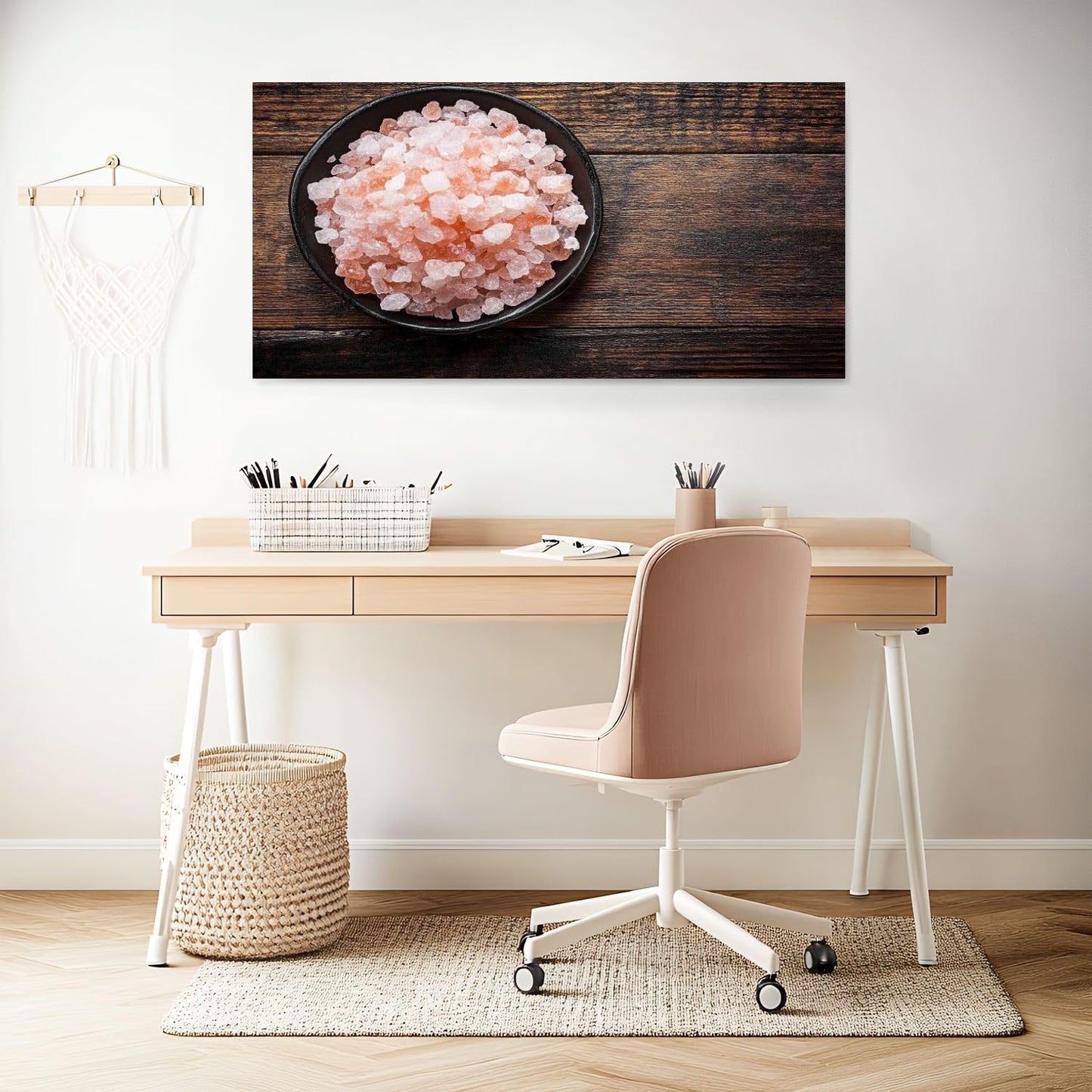 Canvas Wall Art Prints pink himalayan salt Large Framed Wall Art Painting Artwork Poster Hanging Home Decor for Living Room Office Bathroom 20"x40"