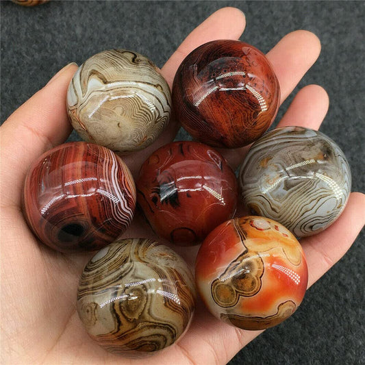 4pcs Natural Silk Agate Banded Ball Quartz Crystal Sphere Tumbled Gems Stone Dia.35MM(1.38inch)