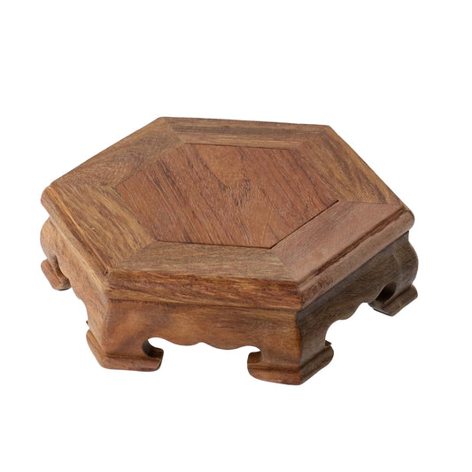 Pufguy Furniture Wooden Display Stand Base Oriental Wood Round Pedestal Vintage Ebony Vase Lamp Teapot Base for Classy Crafts Statue Home Decoration, 4.84" Inner Diameter